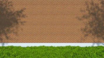 Grass and Bricks wall background