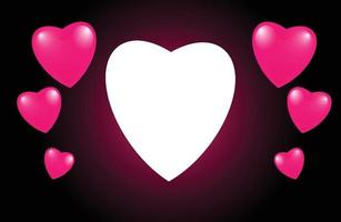 Pink love heart with glowing light background vector