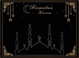 Ramadan Kareem Greeting Card, Islamic art with dark Background vector