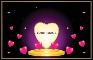 Pink love heart on stage frame art vector