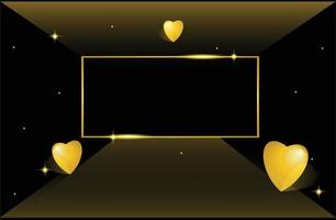 Golden frame with love heart background vector