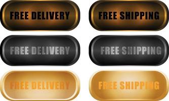 Set of icon golden Free delivery service isolated on white background vector