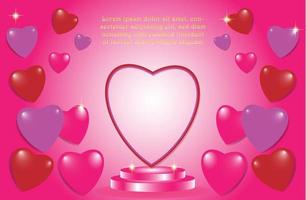 Pink love heart on stage background vector
