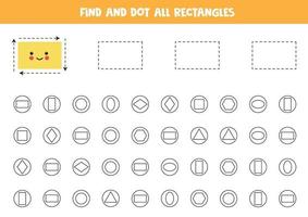 Learning shapes. Find and dot all rectangles. vector