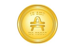 Amp coin crypto currency logo with golden colour vector