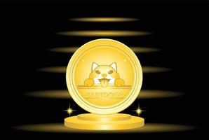 Baby Doge crypto moneda con fondo de escenario dorado vector