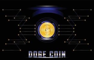 moneda digital dogecoin, dinero digital futurista en el cuadro financiero vector