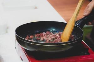 Chef preparing food, meal, in the kitchen, chef cooking photo