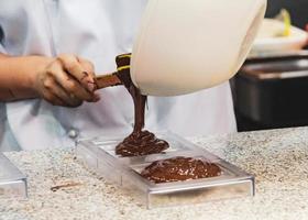 Chocolate fudge frosting, making chocolate fudge photo
