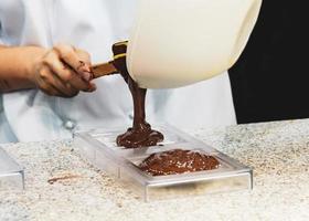 Chocolate fudge frosting, making chocolate fudge photo