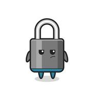 cute padlock character with suspicious expression vector