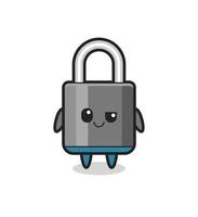 padlock cartoon with an arrogant expression vector
