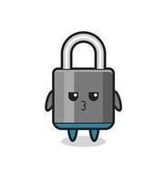 the bored expression of cute padlock characters vector