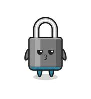 the bored expression of cute padlock characters vector