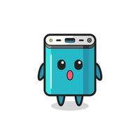 the amazed expression of the power bank cartoon vector