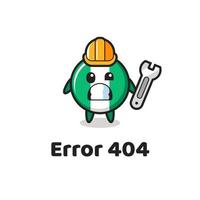 error 404 con la linda mascota de la insignia de la bandera de nigeria vector