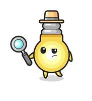 light bulb detective character is analyzing a case vector