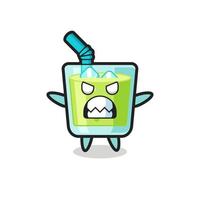 wrathful expression of the melon juice mascot character vector