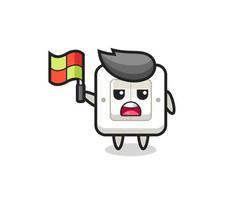 light switch character as line judge putting the flag up vector