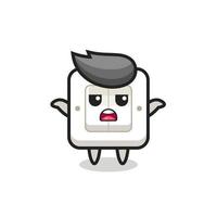 light switch mascot character saying I do not know vector