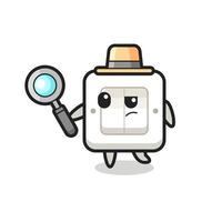 light switch detective character is analyzing a case vector