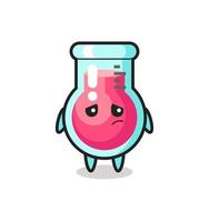 el gesto perezoso del personaje de dibujos animados de vaso de laboratorio vector