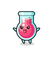 travieso personaje de vaso de laboratorio en pose burlona vector