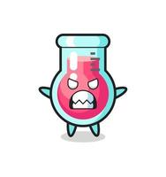 expresión airada del personaje de la mascota del vaso de laboratorio vector