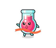 cute laboratory beaker illustration is reaching the finish vector