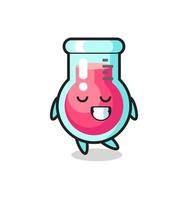 laboratory beaker cartoon illustration with a shy expression vector