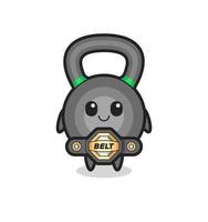 la mascota de kettleball de luchador de mma con un cinturón vector