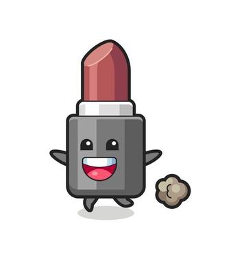 the happy lipstick cartoon with running pose