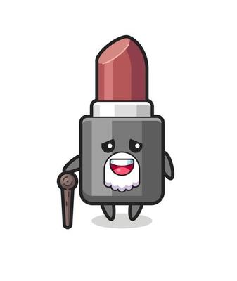 cute lipstick grandpa is holding a stick