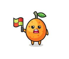 kumquat character as line judge putting the flag up vector