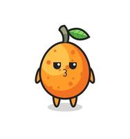 the bored expression of cute kumquat characters vector