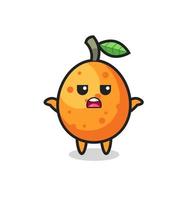 personaje de mascota kumquat diciendo que no sé vector