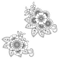 Adorno decorativo de flores mehndi en estilo étnico oriental vector