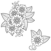 Adorno decorativo de flores mehndi en estilo étnico oriental vector