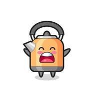 cute kettle mascot with a yawn expression vector