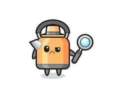 the mascot of cute kettle as a detective vector