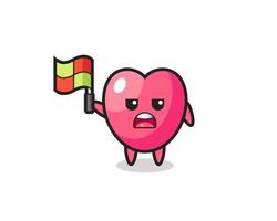 heart symbol character as line judge putting the flag up vector