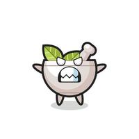 wrathful expression of the herbal bowl mascot character vector