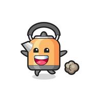 the happy kettle cartoon with running pose vector