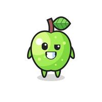 linda mascota de manzana verde con cara optimista vector