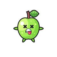 personaje de la linda manzana verde con pose muerta vector