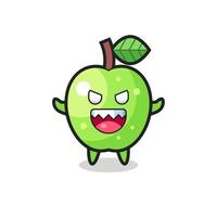 illustration of evil green apple mascot character vector