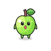 the amazed expression of the green apple cartoon vector