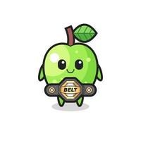 the MMA fighter green apple mascot with a belt vector