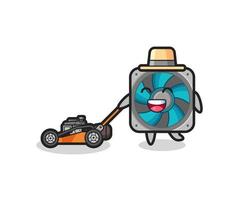 illustration of the computer fan character using lawn mower vector