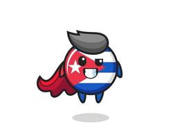 el lindo personaje de la insignia de la bandera de cuba como un superhéroe volador vector